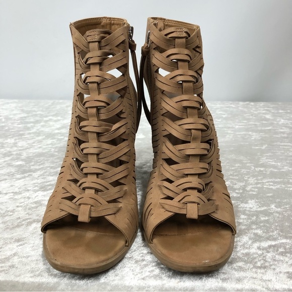 Dolce Vita Vegan Suede Open Toe Tan Booties size 10 - Picture 7 of 11
